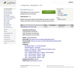 Package Index : BeautifulSoup 3.2.0