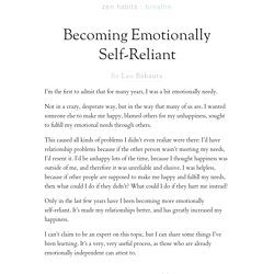 Becoming Emotionally Self-Reliant