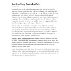 Bedtime Story Books for Kids