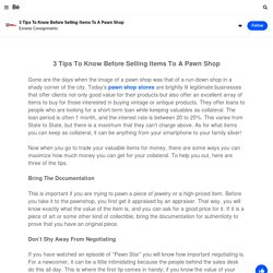 3 Tips To Know Before Selling Items To A Pawn Shop on Behance