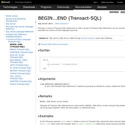 BEGIN...END (Transact-SQL)