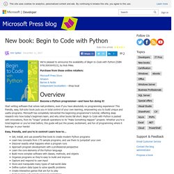 New book: Begin to Code with Python – Microsoft Press blog