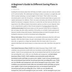 A Beginner’s Guide to Different Saving Plans in India