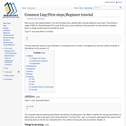 Common Lisp/First steps/Beginner tutorial