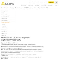 KNIME Online Course for Beginners - September/October 2018