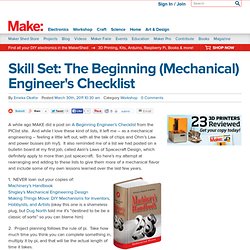 Skill Set: The Beginning (Mechanical) Engineer's Checklist
