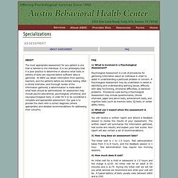 Austin Behavioral Health Center - Specializations: Assessment