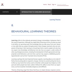 Behavioural Learning Theories – Introduction to Consumer Behaviour