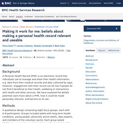 Making it work for me: beliefs about making a personal health record relevant and useable