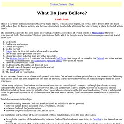 What Do Jews Believe? / Torah 101 / Mechon Mamre