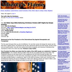 LF: Joe Biden Says Bible Believing Christians Violate LGBT Rights By Simply Existing