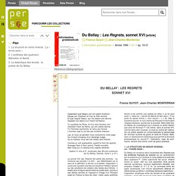 Du Bellay : Les Regrets, sonnet XVI