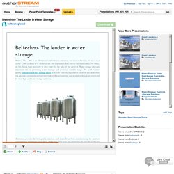 Beltechno the Leader in Water Storage