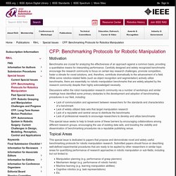 CFP: Benchmarking Protocols for Robotics Manipulation - IEEE Robotics and Automation Society