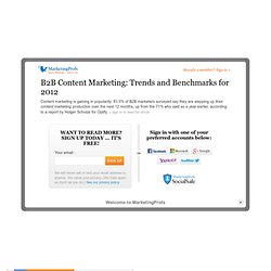 B2B Content Marketing: Trends and Benchmarks for 2012