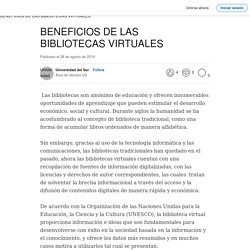 BENEFICIOS DE LAS BIBLIOTECAS VIRTUALES