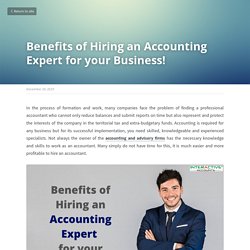 Benefits of Hiring an Accounting Expert for your Business!