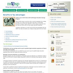 Benefits and Tax Advantages : Michigan Education Savings Program (MESP)