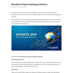 Benefits of Sports Betting Solutions