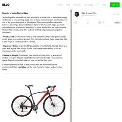 Benefits of Using Electric Bikes