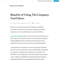 Benefits of Using The Company Fuel Filters