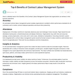 Top 6 Benefits of Contract Labour Management System