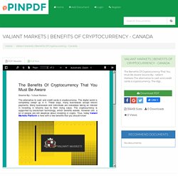 Benefits Of Cryptocurrency - Canada
