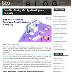 Benefits of hiring Web App Development Company - KBA Systems