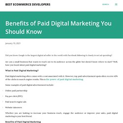 Benefits of Paid Digital Marketing You Should Know