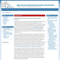 Benefits of Open Access for research dissemination