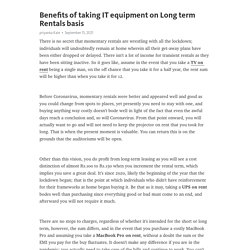 Benefits of taking IT equipment on Long term Rentals basis – Telegraph