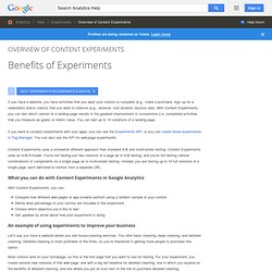 Benefits of Experiments - Analytics Help