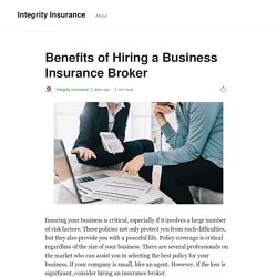 Benefits of Hiring a Business Insurance Broker