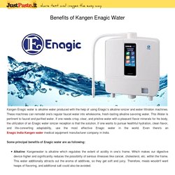 Benefits of Kangen Enagic Water
