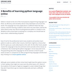 3 Benefits Of Learning Python Language Online