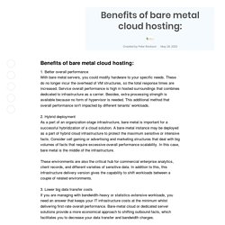 Benefits of bare metal cloud hosting: