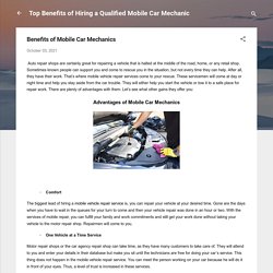Benefits of Mobile Car Mechanics