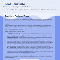 Benefits of Floatation Tanks