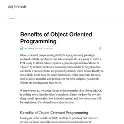 Benefits of Object Oriented Programming