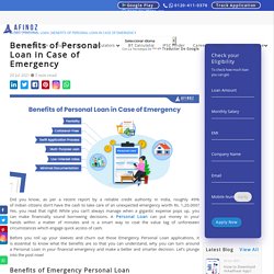 Benefits of Personal Loan in Case of Emergency