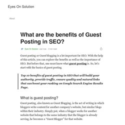 What are the benefits of Guest Posting in SEO?