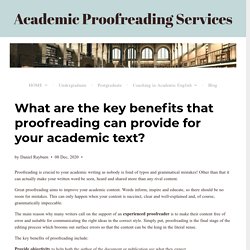 What are the key benefits that proofreading can provide for your academic text?