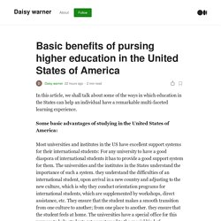 Basic benefits of pursing higher education in the United States of America