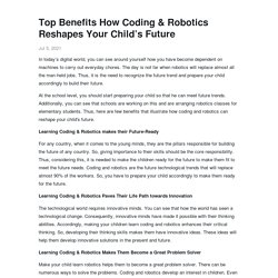 Top Benefits How Coding & Robotics Reshapes Your Child’s Future - SV Robotics Academy