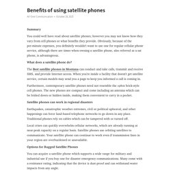 Benefits of using satellite phones
