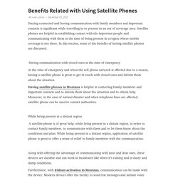 Benefits Related with Using Satellite Phones – Telegraph