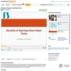 Benefits of Stainless Steel Water Tanks