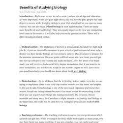 Benefits of studying biology