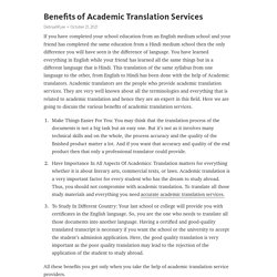 Benefits of Academic Translation Services – Telegraph