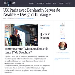 UX Paris avec Benjamin Servet, "Design Thinking"